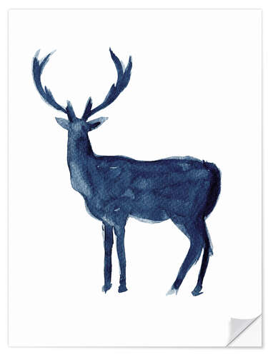 Sticker mural Silhouette bleue de cerf