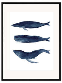 Gerahmter Kunstdruck Wal - Silhouetten