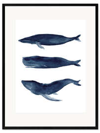 Kehystetty taidepainatus Whale silhouettes