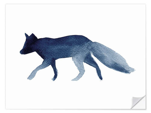 Sticker mural Silhouette bleue de renard