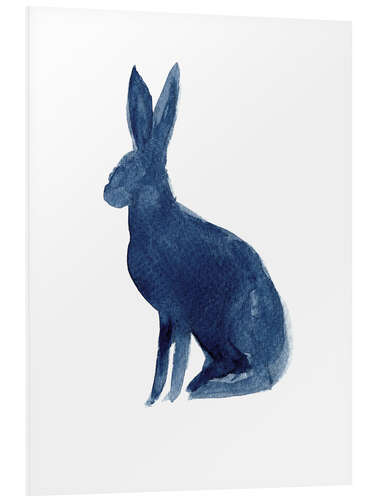 Tableau en PVC Silhouette bleue de lapin