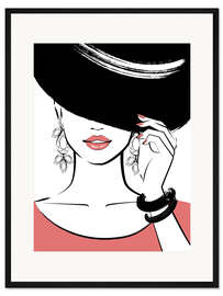 Gerahmter Kunstdruck Hut Lady