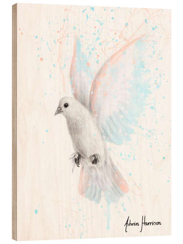 Wood print Peace Dove