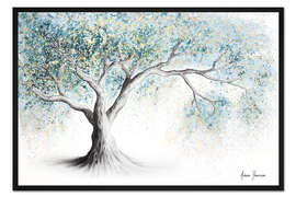 Gerahmter Kunstdruck Baum mit zartem Frost