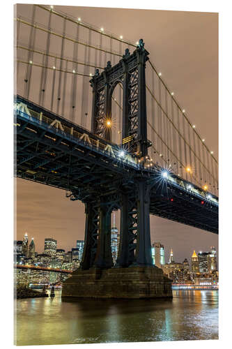 Quadro em acrílico Ponte de Manhattan em Nova York à noite