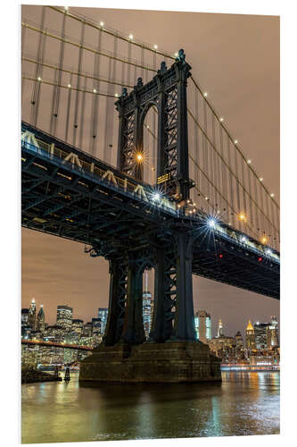 Tableau en PVC Pont de Manhattan à New York la nuit