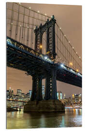 Tableau en plexi-alu Pont de Manhattan à New York la nuit