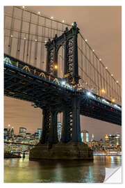 Sticker mural Pont de Manhattan à New York la nuit