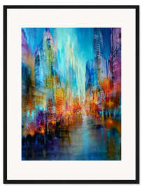 Gerahmter Kunstdruck Geschäftiges Stadtleben