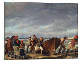 Gallery print Hornbaek fishermen bring their boat ashore