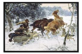 Gerahmter Kunstdruck Angriff der Wölfe