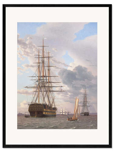 Kehystetty taidepainatus Azov and a frigate moored off Helsingor