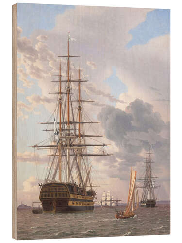 Wood print Azov and a frigate moored off Helsingor