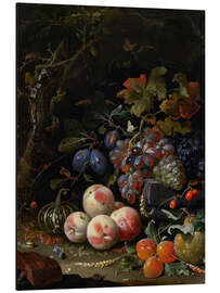 Print på aluminium Still life with fruits, leaves and insects