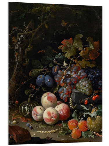 Tableau en PVC Nature morte avec fruits, feuilles et insectes