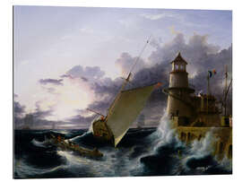 Gallery print Boat at the lighthouse, a gust starts