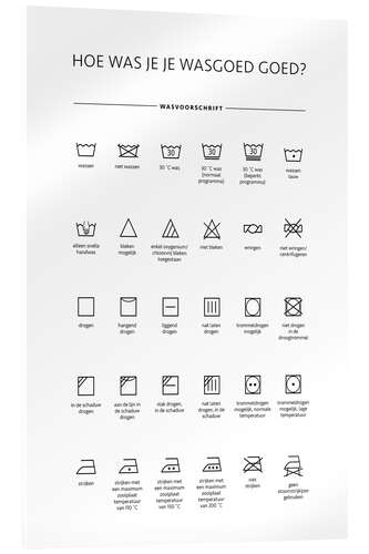 Acrylic print Washing & Care Symbols (Dutch)
