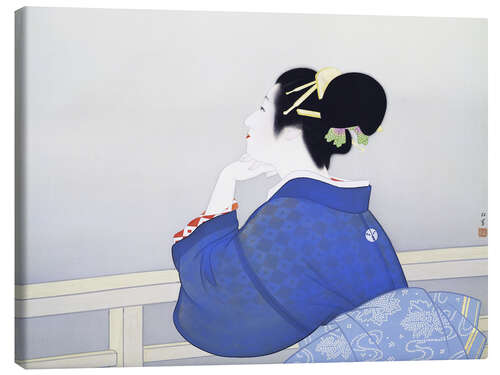 Canvas print A woman is waiting for the moon to rise