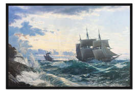 Gerahmter Kunstdruck Schiffe am Morgen nach einem Sturm
