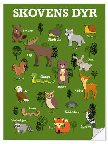 Sisustustarra Forest animals - Danish