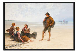 Gerahmter Kunstdruck Austernpflücker am Strand in der Bretagne