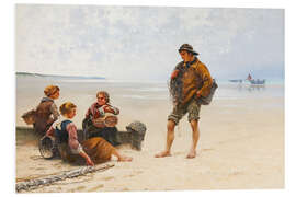 Foam board print Oyster pickers on the beach in Brittany