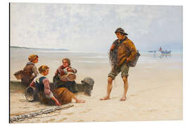 Magnettafel Austernpflücker am Strand in der Bretagne