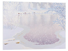 Foam board print Sparkling winter landscape with frozen water