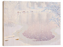 Wood print Sparkling winter landscape with frozen water