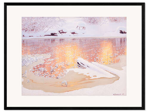 Framed art print Sun reflections over winter landscape