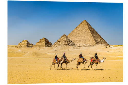 Gallery print Camel riders in front of the pyramids of Giza