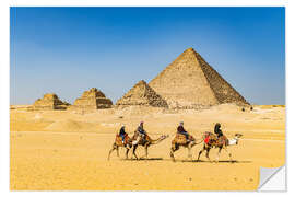 Wall sticker Camel riders in front of the pyramids of Giza