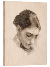 Wood print Portrait of a woman