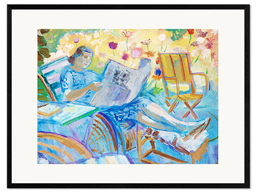 Ingelijste kunstdruk Reading woman