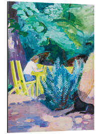 Magnettafel Mädchen mit Hund im Garten