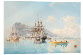 Acrylic print Swedish frigate at anchor in the roadstead off Gibraltar