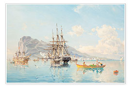 Wall print  Swedish frigate at anchor in the roadstead off Gibraltar - Herman af Sillén