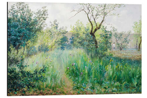 Aluminium print French summer landscape with blooming fruit trees