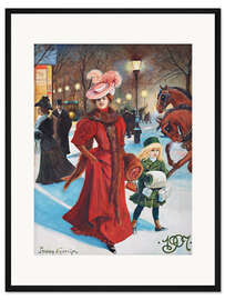 Gerahmter Kunstdruck Weihnachtseinkäufe für elegante Damen