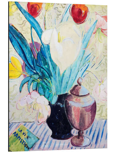 Aluminium print Still life with tulips and urn