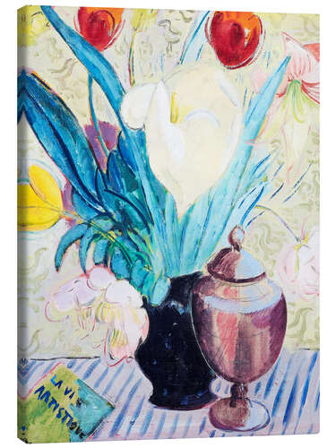 Canvas print Still life with tulips and urn