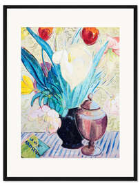 Gerahmter Kunstdruck Stillleben mit Tulpen und Urne