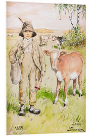 Foam board print Shepherd boy with calf