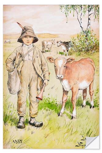 Sisustustarra Shepherd boy with calf