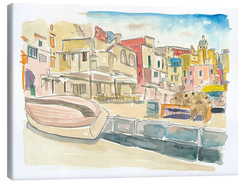 Canvas print Procida port promenda, Italy