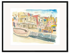 Impression artistique encadrée Promenade du port de Procida, Italie