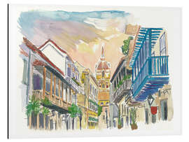 Magnettafel Straßenszene in Cartagena, Kolumbien