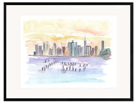 Ingelijste kunstdruk View from Brooklyn of the New York City skyline