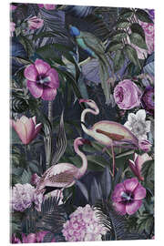 Akrylglastavla  Flamingos in the dark jungle - Andrea Haase