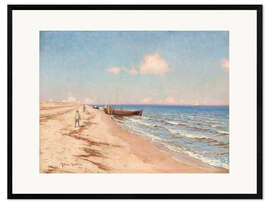 Kunsttryk i ramme Beach motif with fishermen and fishing boats